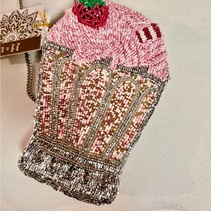Beaded Strawberry Milkshake Crossbody Purse
